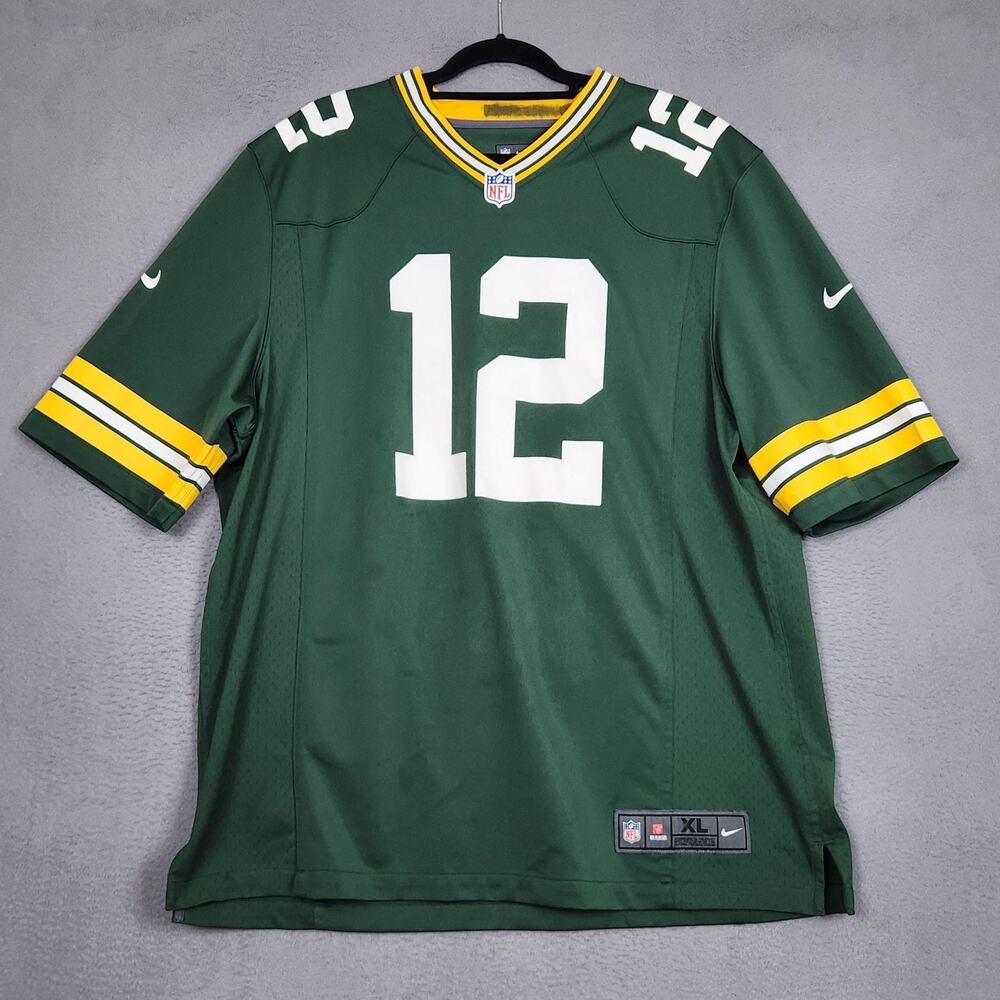 Green Bay Packers Jersey Mens XL NFL Football Aaron Rodgers 12 Nike On Field